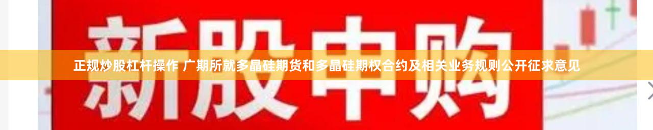 正规炒股杠杆操作 广期所就多晶硅期货和多晶硅期权合约及相关业务规则公开征求意见